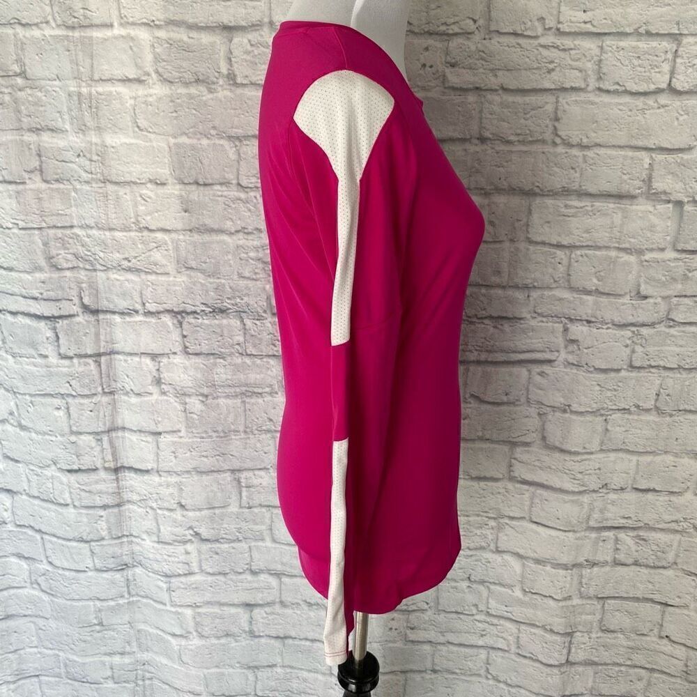 Under armour women XS fitted heat gear Longsleeve scoopneck top pink/white - Picture 7 of 10
